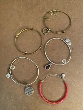 Girl, Red Bead, Purple Crystal, Plain #4 Alex And Ani Lot Of 5 Bracelets Crown,