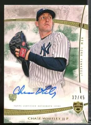 Chase Whitley Rookie Card 2014 Topps Supreme Rookie Autographs Green #SACW  - Image 1 of 2
