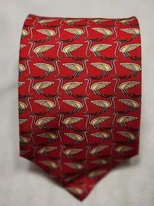 Olimpo Men's Tie New Old Stock Red With Egrets - Picture 1 of 11