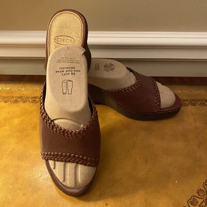 Joan & David Wedge Cork Slip On Mule Brown Sandals Shoes 9 - Picture 1 of 5