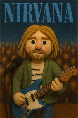 Kurt Cobain Puppet 24x36 海报音乐会涅槃垃圾摇滚艺术戴夫·格罗尔音乐 — 第 1/4 张图片