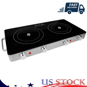 1800W Countertop Stove Double Infrared Burner Black Electric Hot Plate Cooktop - Bild 1 von 8