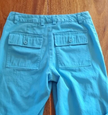 Turquoise Straight Wide Leg Crop Pants Cargo Chino size 4 - Image 1 of 4