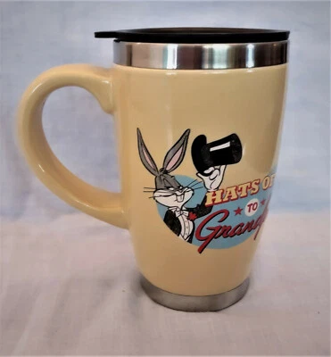 Hallmark Looney Tunes "Hats Off to Grandpa" Bugs Bunny Ceramic Travel Mug w Lid - Image 1 of 4