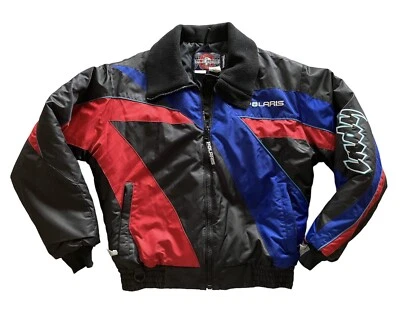 Vtg Polaris Indy Snowmobile Jacket Mens Size M Blue Red Black Colorblock Coat - Image 1 of 4