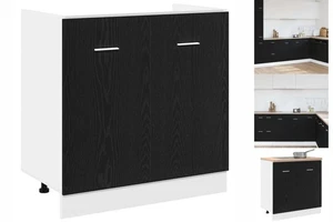 Unterschrank Für Spüle Schwarz Eiche 80x46x81,5 Cm Holzwerkstoff - Bild 1 von 10