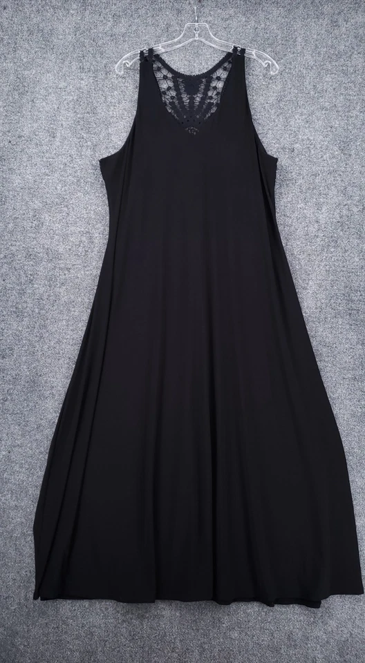 Vestido Lane Bryant Feminino 18 20 Plus Preto Maxi Manga Longa Swing Crochê Renda - Imagem 1 de 4