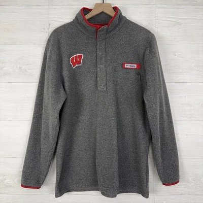 Pullover Columbia PFG Wisconsin Badgers polar para hombre mediano bordado a presión Foto 1 de 4