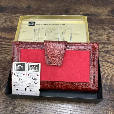 Nova Carteira de Couro Vintage Anos 70 Rolfs Feminina Secretaria Vermelha com Livro de Cheques - Imagem 1 de 4