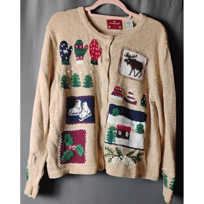 Cárdigan Suéter De Colección Holiday Lodge Para Mujer XL Navidad Bordado de Invierno Foto 1 de 4