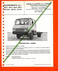 MACO ( 71 ) CHARDON / BERLIET STRADAIR CABINE ALLONGÉE / FICHE TECHNIQUE de 1977 - Foto 1 di 2
