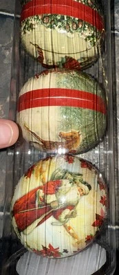Williams Sonoma Papel Maché Navidad Adorno Bola Alemania Set 3 Papel Maché Foto 1 de 4