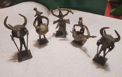 Lote de 5 pesos de oro africanos Ashanti antiguos de bronce Akan  Foto 1 de 4