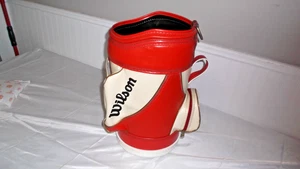 Vintage 1980er rot & weiß Leder Wilson Mini Golf Bag Caddy 17" Mülleimer - Bild 1 von 6