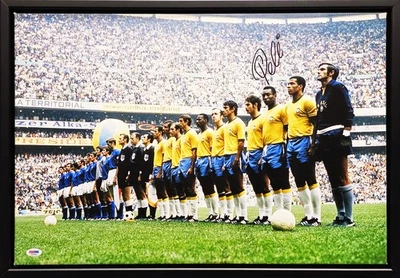 Lienzo enmarcado firmado autografiado Pelé 16x23,5 CBD Brasil PSA/ADN #AD20250 Foto 1 de 4