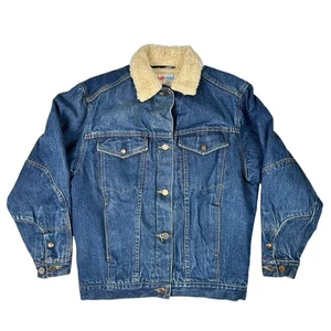 Chaqueta Sherpa Jean Lana Años 70 80 De Colección Pequeña Western Denim Bomber Grapevines - Imagen 1 de 6