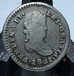 1821 Z RG  Mexico 1/2 Half Real 1/2R, Silver, KM# 74.3,  Ferdinand VII, Royalist - Picture 1 of 2