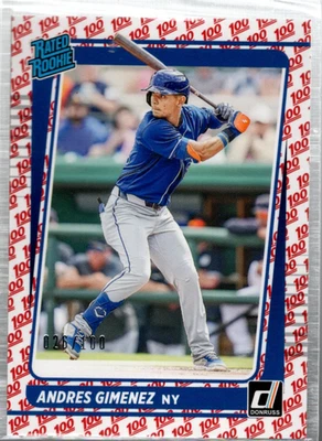 A9979- 2021 Donruss One Hundred #53 Andres Gimenez RR /100 - NM-MT ( ROOKIE) - Image 1 of 2