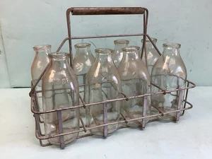 Portador de leche vintage de 8 botellas 18”x 9” 12 3/4”H - Imagen 1 de 6