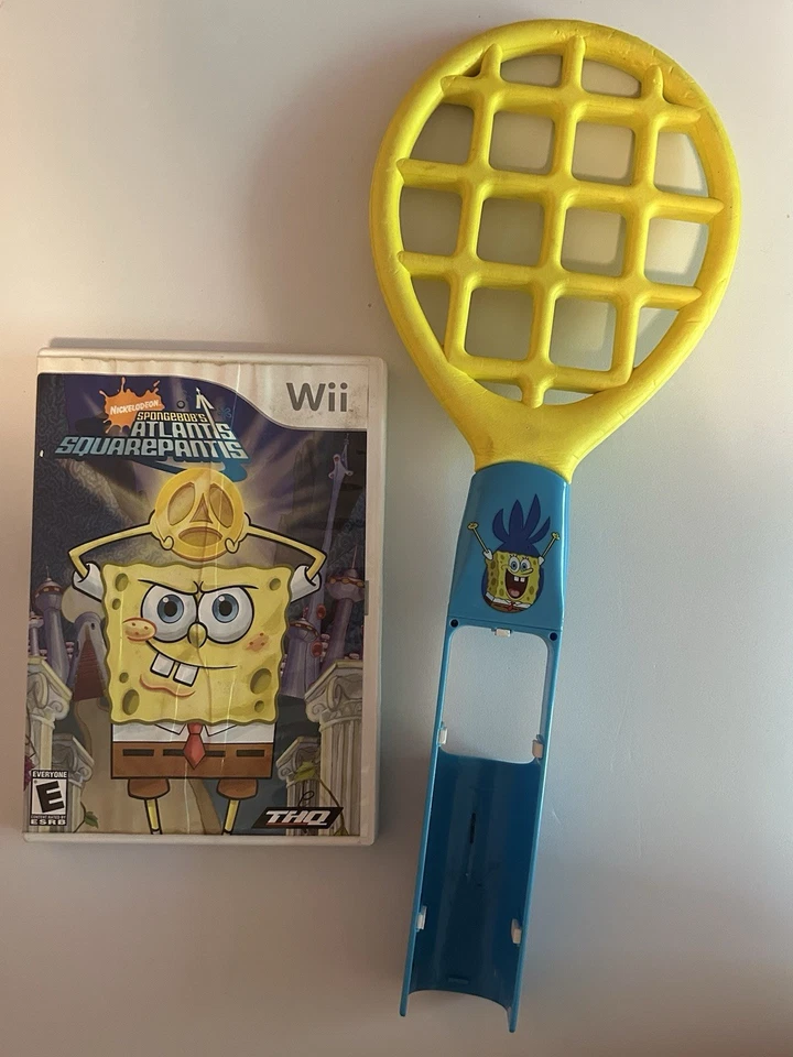 Bob Esponja Atlantis SquarePantis Nintendo Wii con accesorio de raqueta Foto 1 de 3