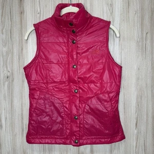 The North Face Pink Puffer Vest Zip Snap XS Extra Small Winter Women Primaloft - Bild 1 von 7