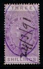 New Zealand 1882 1888 3/- Three Shillings Stamp Duty Postal Fiscal SGF36 Used