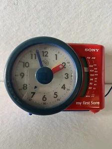 Vintage My First Sony Portable Am Fm Analog Clock Radio Working Clock & Radio - Picture 1 of 10