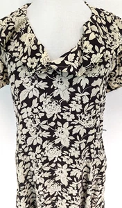 Vestido Midi Lauren Ralph Lauren Talla 6 100% SEDA Marrón Floral Volantes Usado en Excelente Condición ~ LEER * - Imagen 1 de 12