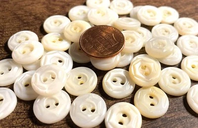 10 Fabulous NOS Iridescent Carved River Pearl MOP Buttons 12mm Almost 1/2" 14940 - Image 1 of 4