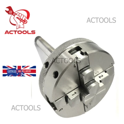ACTOOLS Self Centering 4 Jaw 65mm 2-1/2" Chuck With Reversible Jaws MT1 Shank 1MT Arbor