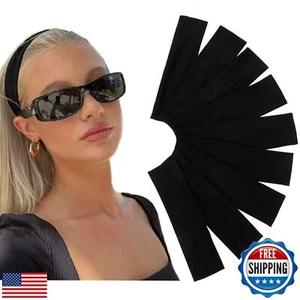 Black Women's Non-Slip Elastic Cloth Headbands - Fashion Hair Accessories 9 P - Picture 1 of 5