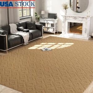 Large Washable Area Rug Soft High-Low Texture Non-Slip Living Room Bedroom New - Picture 1 of 7