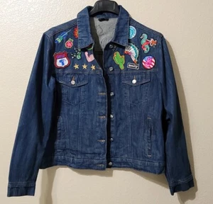 The Jenny Patch Jacket Womens Sz 2XL Blue Denim Jean Trucker Ranch Rodeo Western - Picture 1 of 12