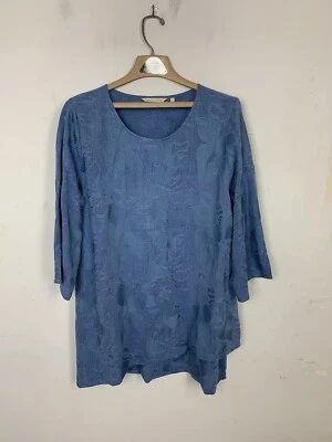 Camisa para mujer Soft Surroundings grande azul mínima costera playa asimétrica Foto 1 de 4