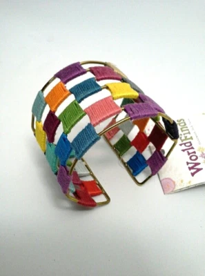 Brazalete Brazalete World Finds HECHO A MANO Roscado Espectro Boho Latón   Foto 1 de 3