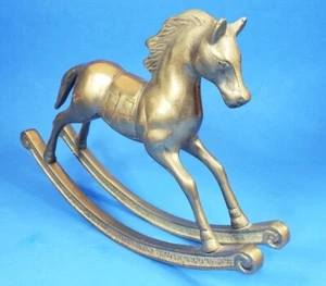 Rocking Horse Nursery Décor 6" High Solid Brass  - Picture 1 of 8