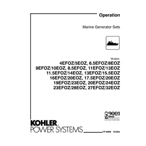 Generador marino original fabricante de equipos originales Kohler TP-6068 10/02b 4EFOZ manual de operación - Imagen 1 de 1