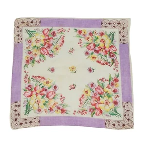 Manguito cuadrado de colección algodón floral Hanky Hankie 12" de colección de primavera lavanda - Imagen 1 de 8