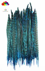 100Pcs Pheasant tail Feather dyed lake blue 10-14 inch/25-35cm carnival Diy mask - Picture 1 of 2