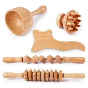 Wood Therapy Massage Tools Wooden Massager Maderoterapia Kit Tool Muscle Relax - Picture 1 of 11