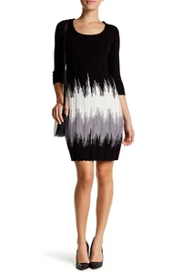 Metaphor Sweater Dress Black, White/Gray Ombre, Size M - Picture 1 of 14