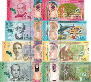 Costa Rica 2018-19 Set 4 piezas 1000+2000+5000+10000 colones - Elige polímero NUEVO SIN CIRCULAR - Imagen 1 de 1