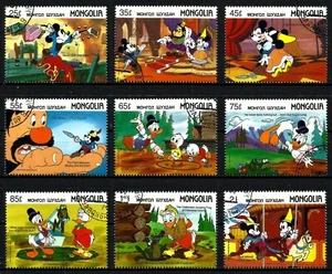 DISNEY STAMPS, MONGOLIA, THE CELEBRATED JUMPING FROG OF CALAVERAS COUNTY, CTO - Picture 1 of 1