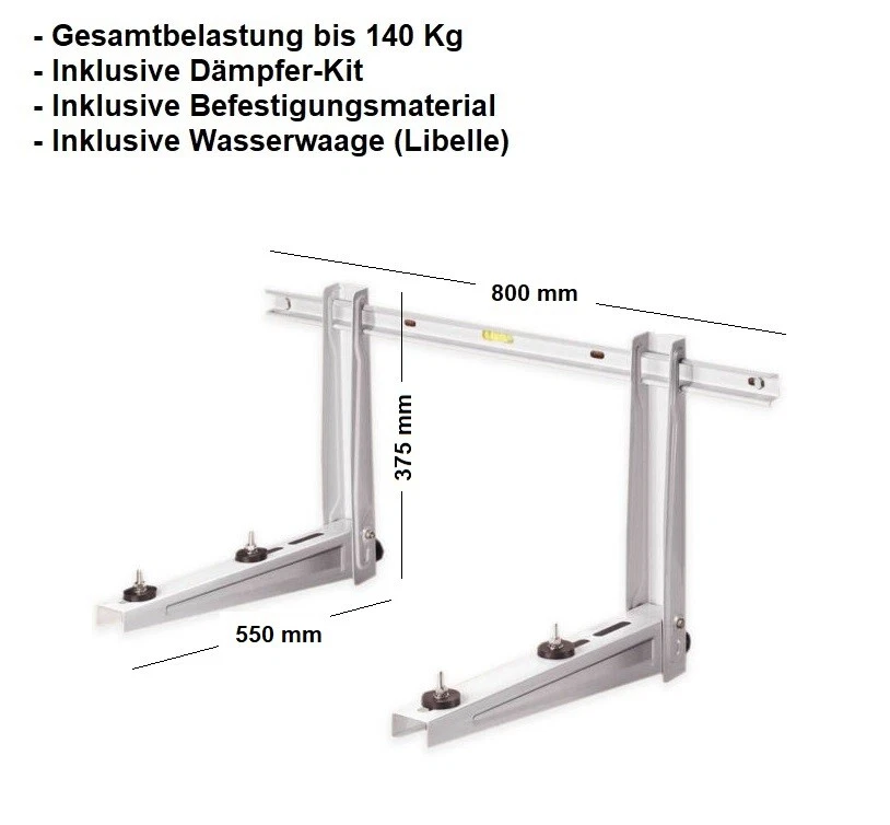 RODIGAS Wandkonsole MS257, Konsole für Splitklimaanlagen 800x550 bis 140 Kg