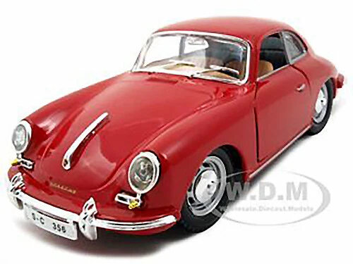 1961 PORSCHE 356 B COUPE RED 1/24 DIECAST MODEL CAR BY BBURAGO 22079