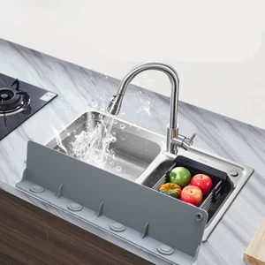 Kitchen Silicone Sink Splash Guard Water Deflector Suction Cup Water Blocking - Picture 1 of 15