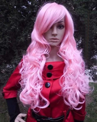 Fashion Sexy Long Pink Wavy Curly Party Cosplay Women Lady Hair Wig Wigs+Wig Cap - Image 1 of 3