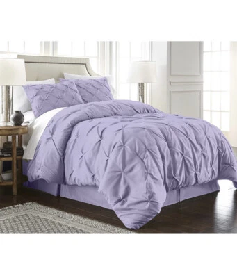 Chezmoi Collection Berlin 3pcs pintuck Pinch Pleat Bedding Comforter Set Queen - Image 1 of 4