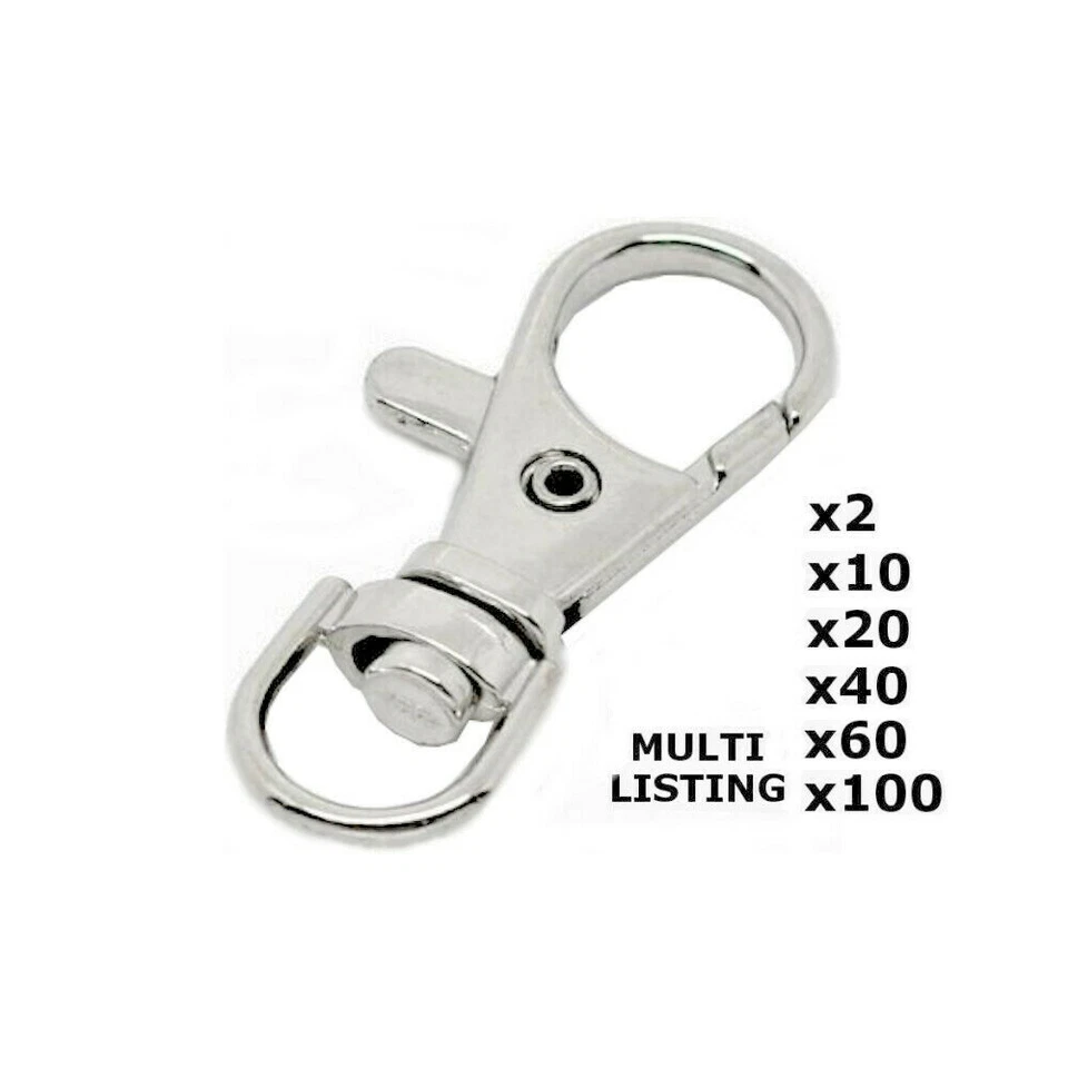 Small Silver tone Lobster Trigger Swivel Clasps for Keyring Hook 37 x 16mm key - Image 1 of 1