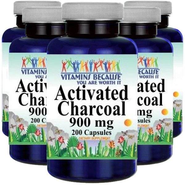 Activated Charcoal High Potency 900 MG 2x200 Caps by Vitamins Because